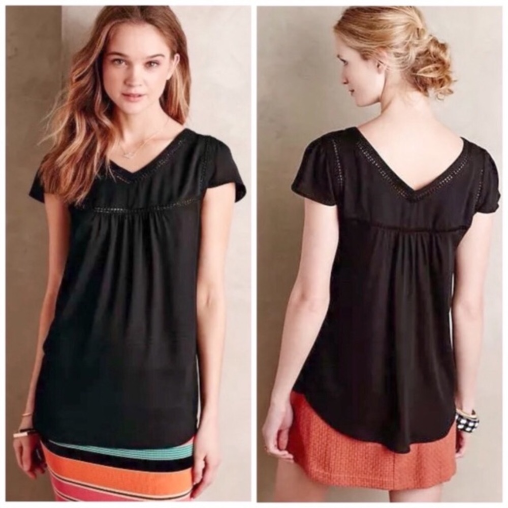 Maeve Anthropologie Picnic Days Black Top 4